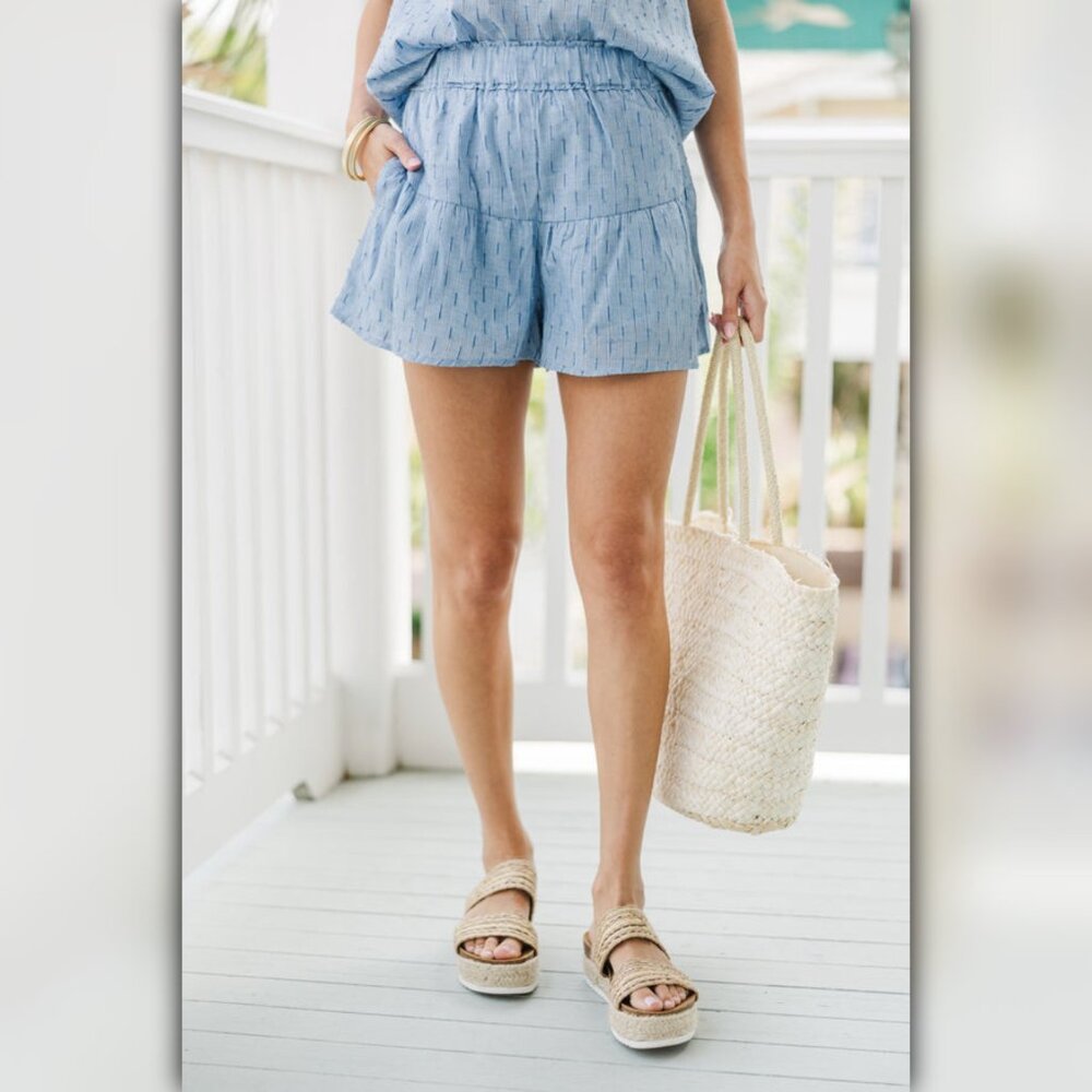 * A475 • Blue Ruffle Flutter Sleeve Top & Short Set - Picture 6 of 11